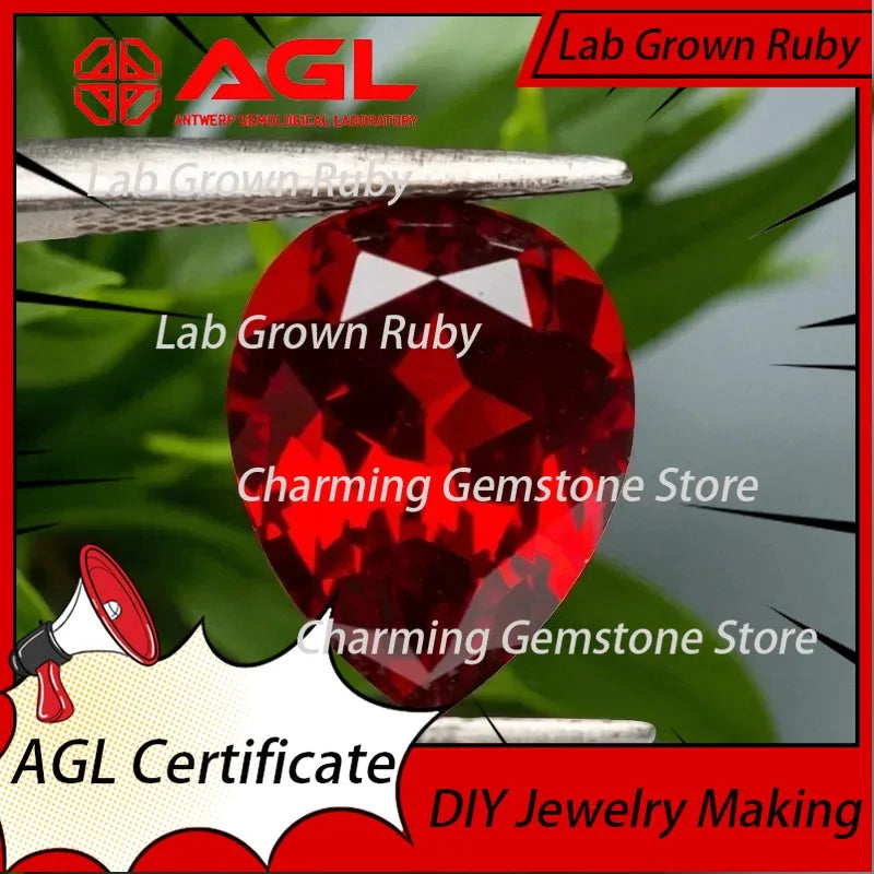 Lab Grown Ruby Pear Cut Red VVS1 for DIY Jewelry Making Rings Earrings Charms Lab Grown Sapphire Blue Gemstone for Jewelry