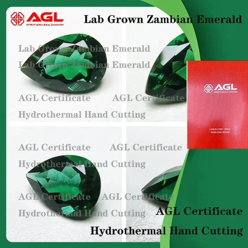 Laboratory Cultivated Zambian Emerald Gemstone for Jewelry Making Hydrothermal Grown Hand Cut Oval Round Square Emeralds with