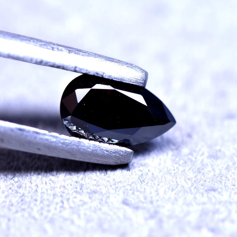 Pear Cut Black Color Moissanite Synthetic Gemstone with Certificate Extremely Shiny Quality