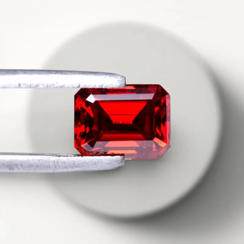 Moissanite Rectangle Shape Emerald Cut  Artificial Gemstone Garnet Color Certificate Wholesale