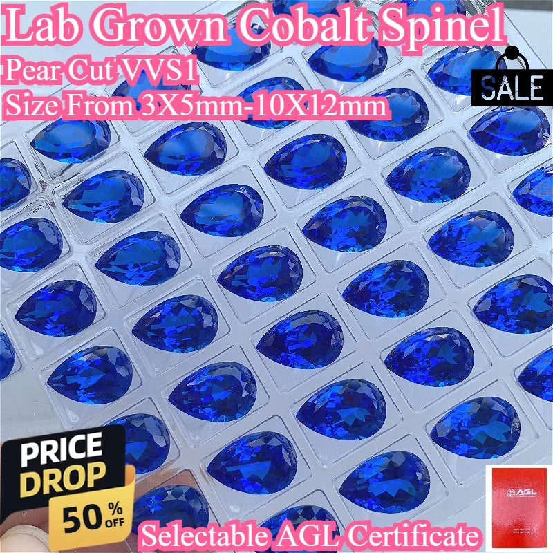 TOPPear Cut Lab Grown Cobalt Spinel gemstone for DIY Ring Necklace Earrings Main Materials Selectable AGL Certificate