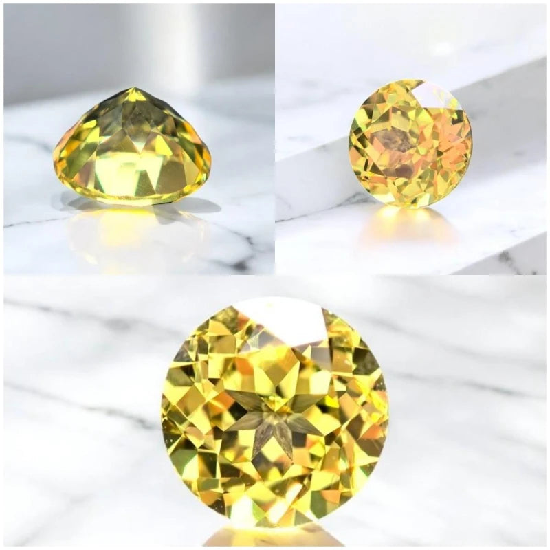 Lab Grown Sapphire Round Shape Yellow Color VVS1 DIY Charms Jewelry Making Materials with Certificate Factory Wholesale Price