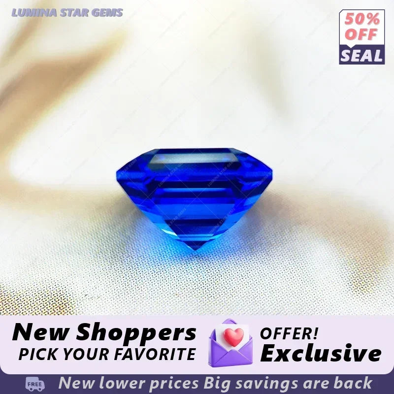 TOPTHot Sales Lab Grown Cobalt Spinel Asscher Cut Gemstone for DIY Ring Necklace Earrings Main Materials Selectable Certificate