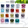 Moissanite Stone Asscher Cut Multiple Colors Available with Certificate Pass Diamonds Tester Gemstones for Jewelry Diy