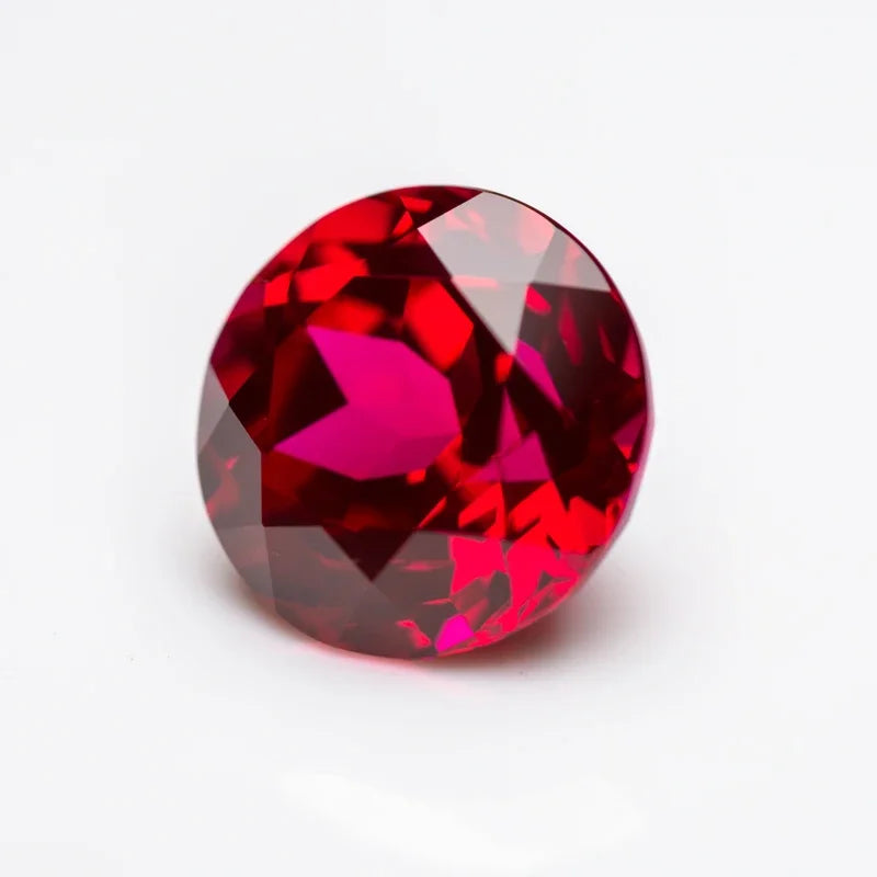 Lab Grown Ruby Pigeon Blood Red Color Round Shaped Beads Charm Gemstone DIY Ring Necklace Earrings Main Materials Certificate