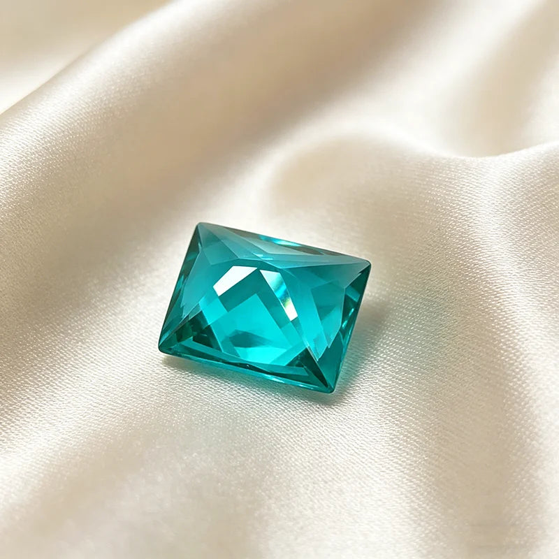 Lab Grown Paraiba Gemstone Long Rectangle Shape Loose Gemstones For Jewelry Setting MultiShapes Available Round Heart Emerald