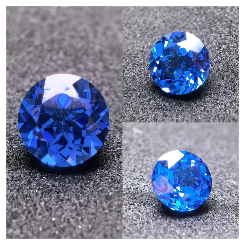 Round Shape Cobalt Spinel Green Sea Blue Cornflower Color Lab Grown Sapphire Charms Bead for Diy Jewelry Making Certificate