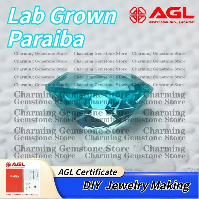 Lab Grown Paraiba Oval Gemstone for DIY Jewelry Making Inlay Ring Necklace AGL Certificate Lab Created Paraiba Tourmaline