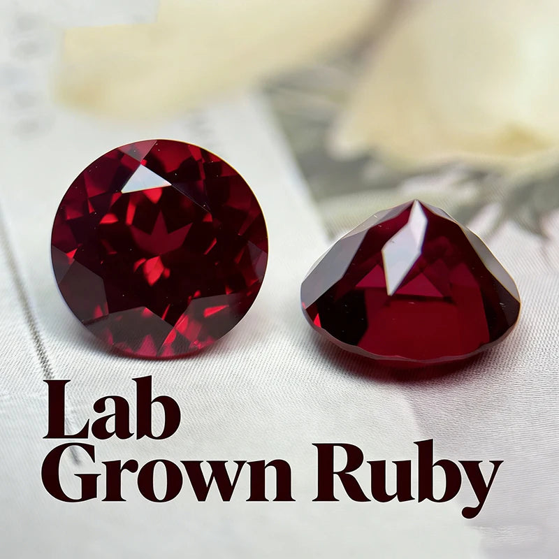 Lab Grown Ruby Round Cut Pigeon Blood Red Color DIY Charms Jewelry Making Main Materials Selectable AGL Certificate