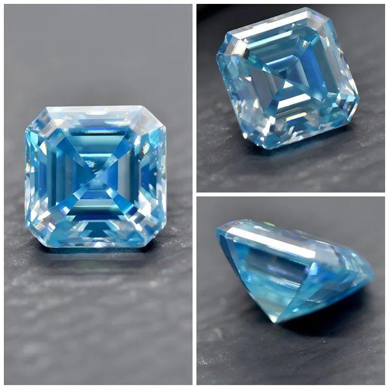 Moissanite Stone Asscher Cut Multiple Colors Available with Certificate Pass Diamonds Tester Gemstones for Jewelry Diy