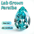Lab Grown Paraiba Pear Shape Neon Blue VVS1 for DIY Advanced Jewelry Making Inlay Ring Necklace Selectable AGL Certificate