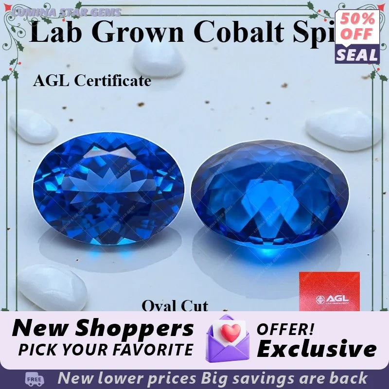 TOPTLab Grown Cobalt Spinel Oval  Cut Loose Gemstone For DIY Jewelry Main Materials Selectable Certificate