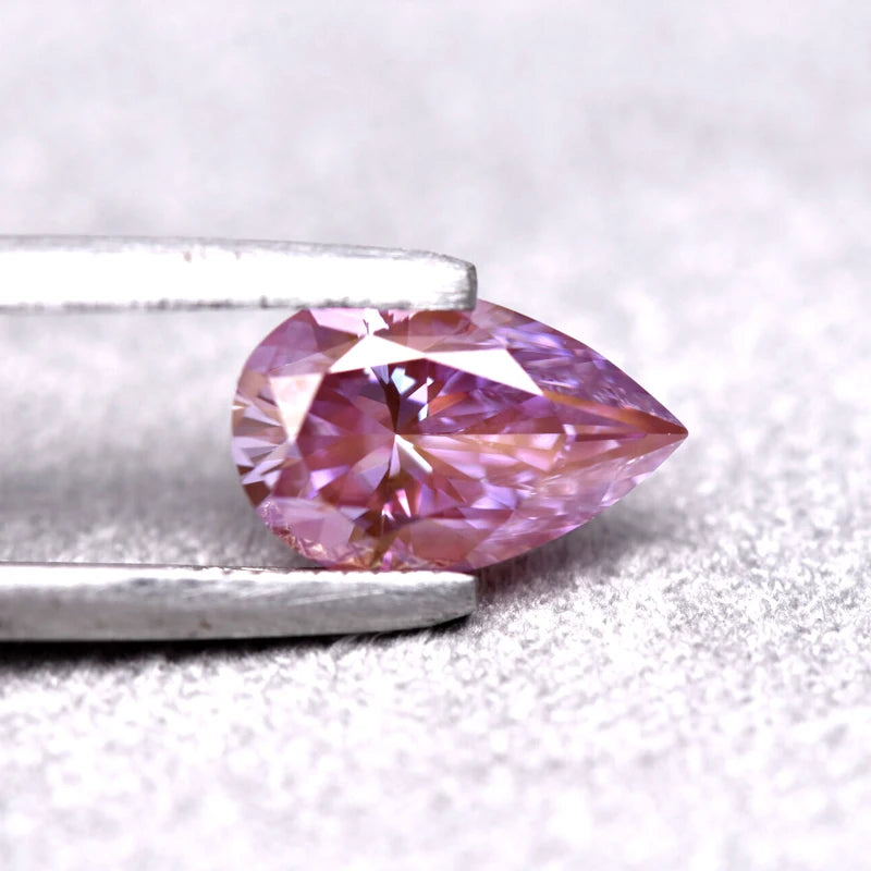 Pear Cut Sakura Pink Color Moissanite Synthetic Gemstone with Certificate Jewelry Beads