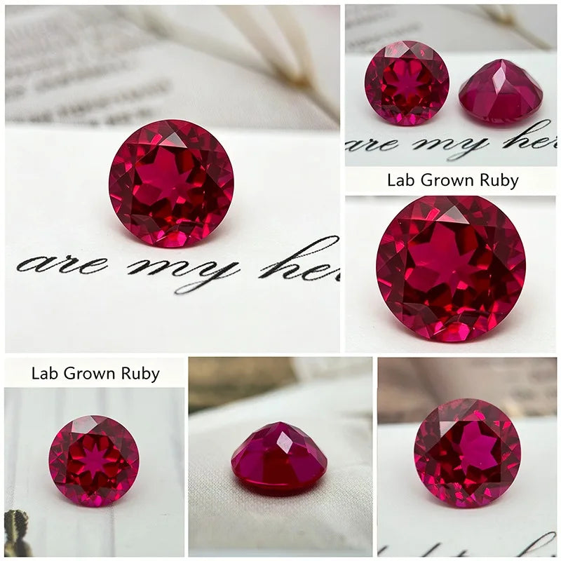 Lab Grown Ruby Round Cut Ruby Color High-quality Charms DIY Jewelry Making Main Materials Selectable AGL Certificate