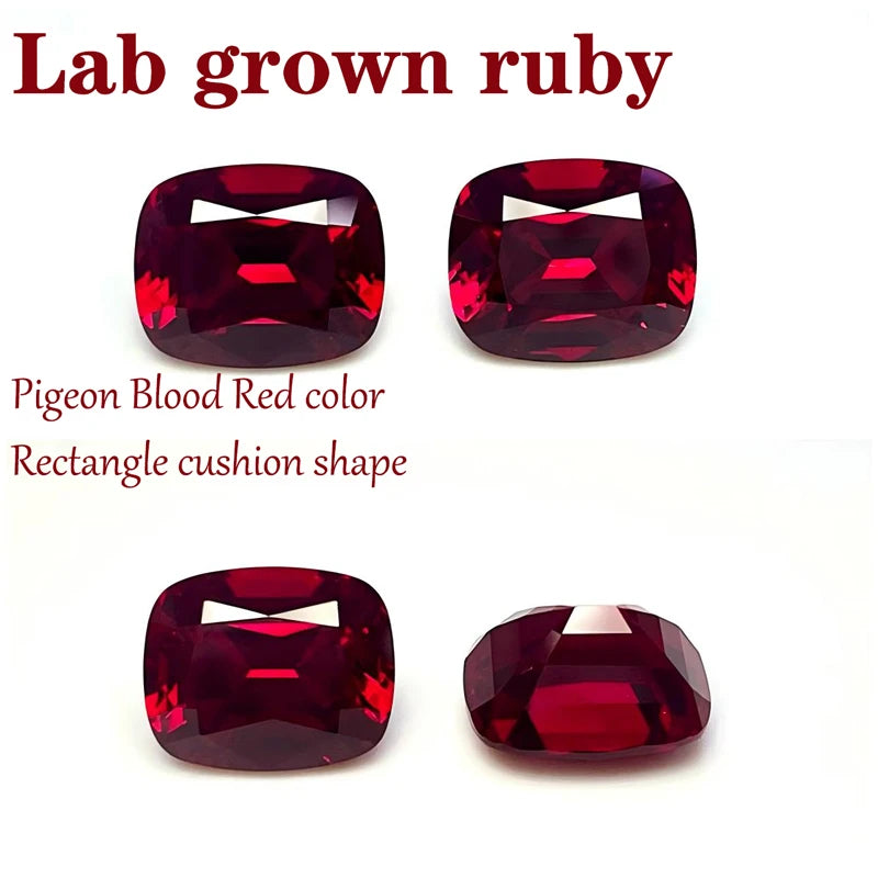 Ruby Rectangle Cushion Cut VVS1 Lab Grown Gemstone Pigeon Blood Red DIY Ring Necklace Earrings Main Materials with Certificate