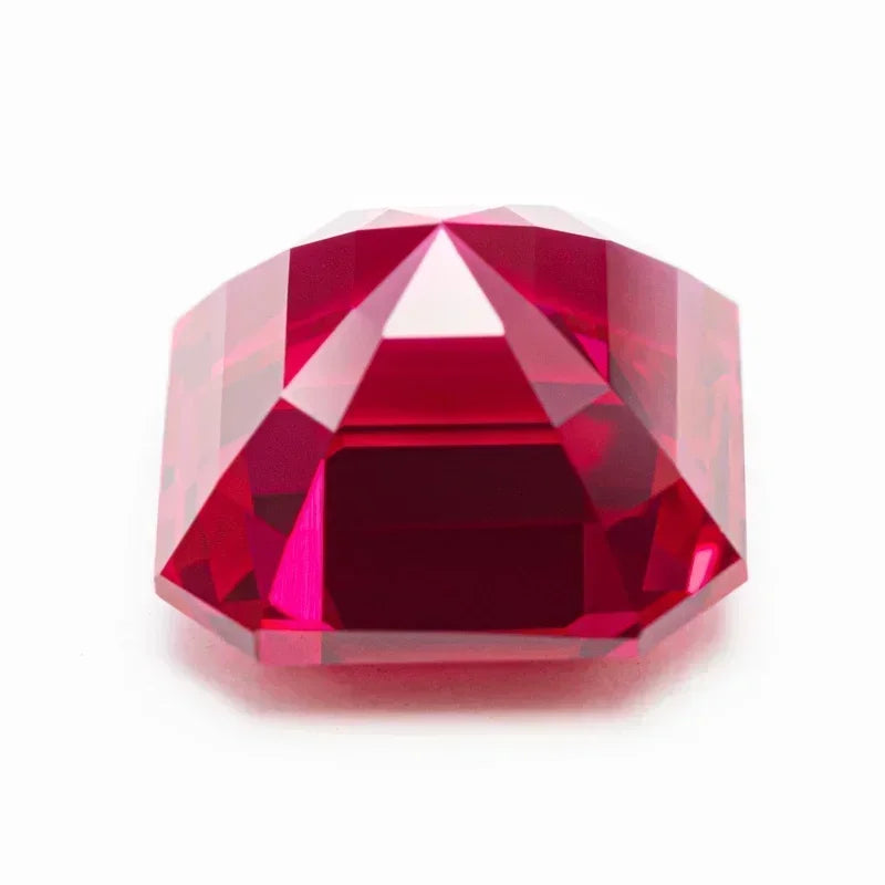 Red Color  Asscher Cut Lab Grown Ruby Square VVS1 Gemstone Charms DIY for Jewelry Making Material Selectable AGL Certificate