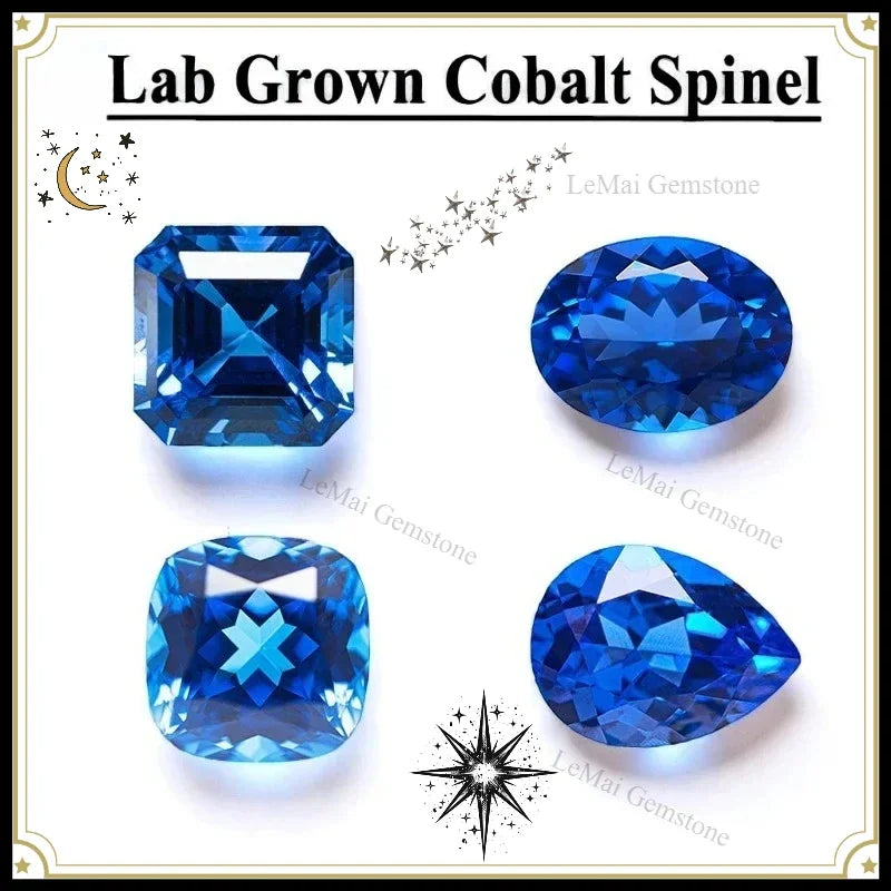 TOPTop Lab Grown Cobalt Spinel  Various Shape  Selectable AGL Certificate Charms for Jewelry DIY Making