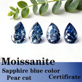 Pear Cut Sapphire Blue Color Moissanite Synthetic Gemstone with Certificate High Quality