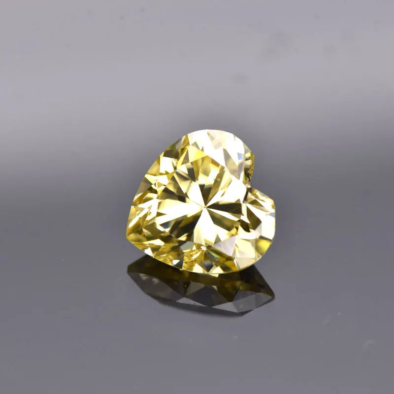 Moissanite VVS1 Artificial Stone Lemon Yellow Color Heart Cut with Certificate High Quality