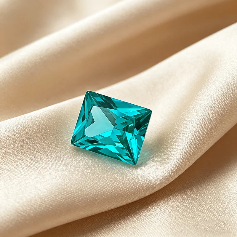 Lab Grown Paraiba Gemstone Long Rectangle Shape Loose Gemstones For Jewelry Setting MultiShapes Available Round Heart Emerald
