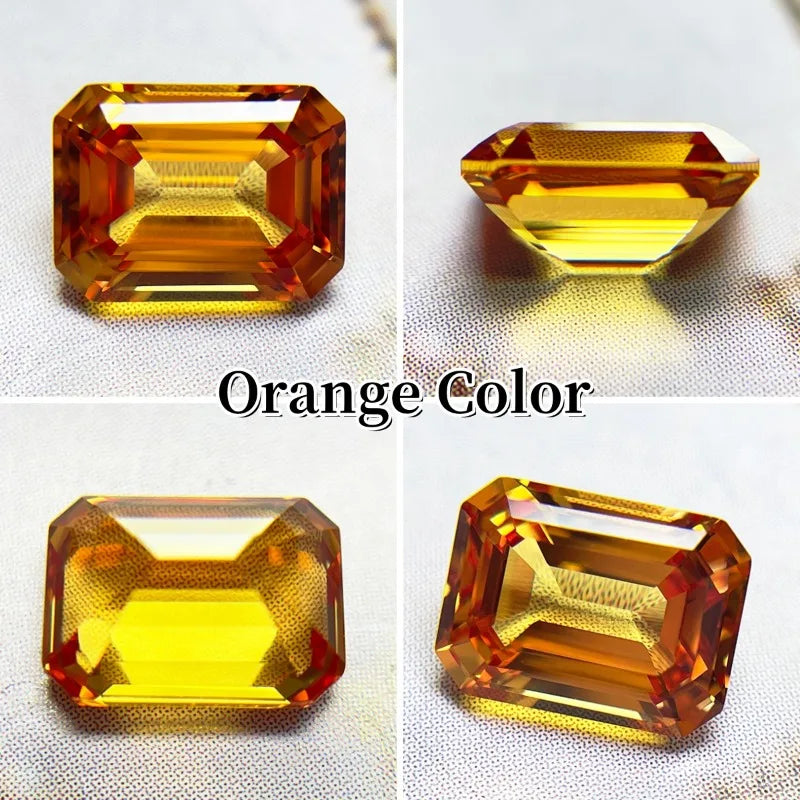Lab Sapphire Emerald Cut Multiple Colors Available Aluminum Oxide Czochralski Gemstone for Diy Jewelry Selectable Certificate