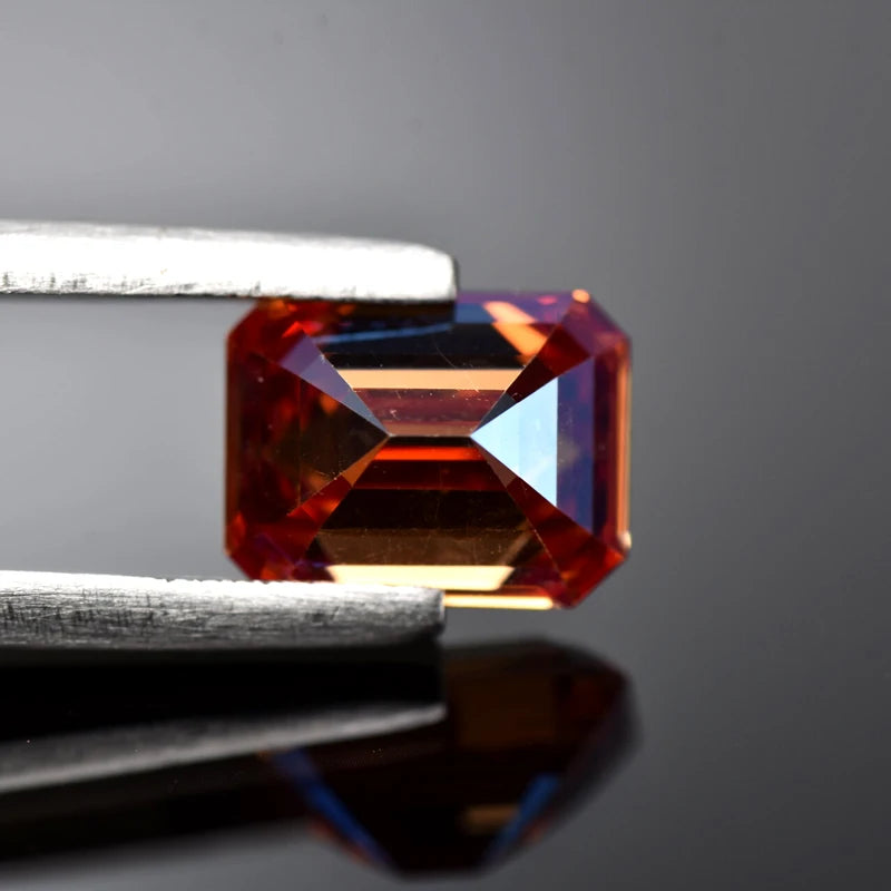 Emerald Cut Moissanite Stone VVS1 Garnet Color Certificate  Artificial Gemstone DIY Jewelry