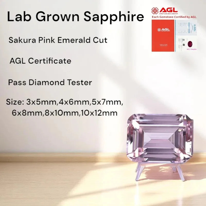 Lab Sapphire Emerald Cut Multiple Colors Available Aluminum Oxide Czochralski Gemstone for Diy Jewelry Selectable Certificate