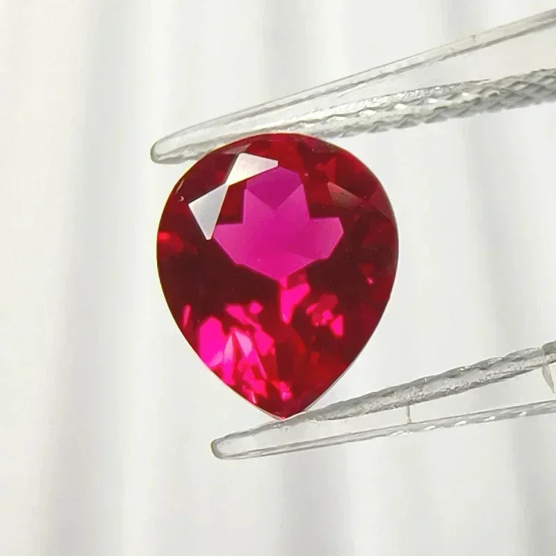Pear Shape Rubellite Color Lab Grown Ruby VVS1 Gemstone Charms for Diy Jewelry Making Materials Selectable AGL Certificate