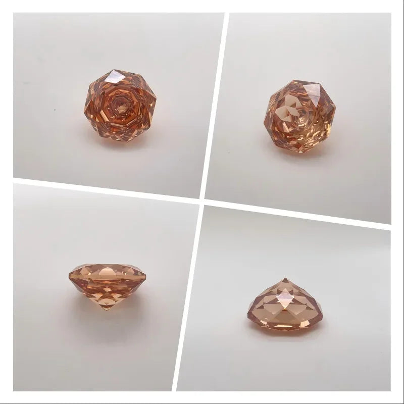 New Cubic Zirconia Octagon Rose Cut Champagen Gemstone Loose Stone For Pendant Earring Jewelry Making