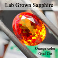 Lab Grown Sapphire Orange Color Oval Cut Top Quality Gemstones Charm Beads for Jewelry Making Selectable AGL Certificate