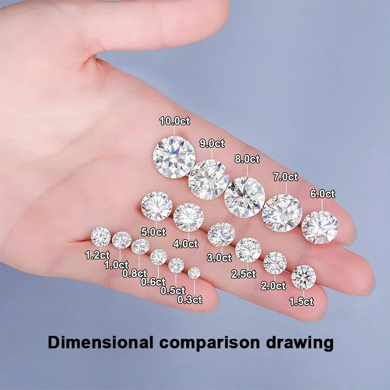 D Color VVS1 Round Cut Moissanite Loose Stone 20ct Pass Diamond Tester GRA Certified for Engagement Rings DIY Jewelry Making