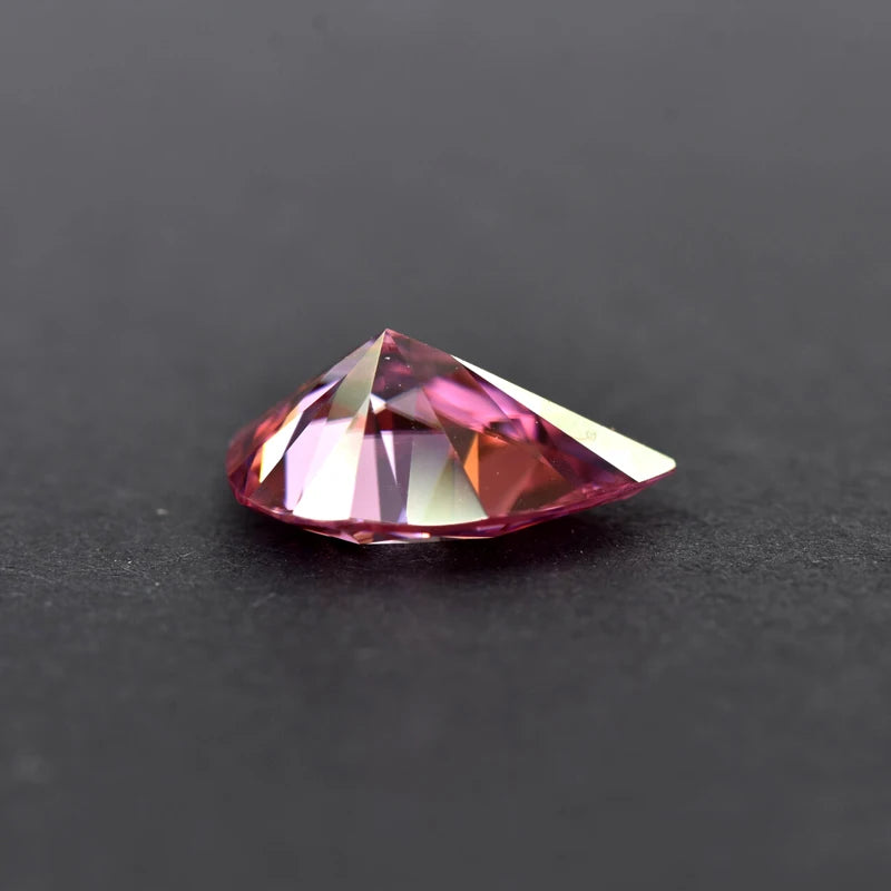 Pear Cut Pink Color Moissanite Synthetic Gemstone with Certificate Multiple Colors Available