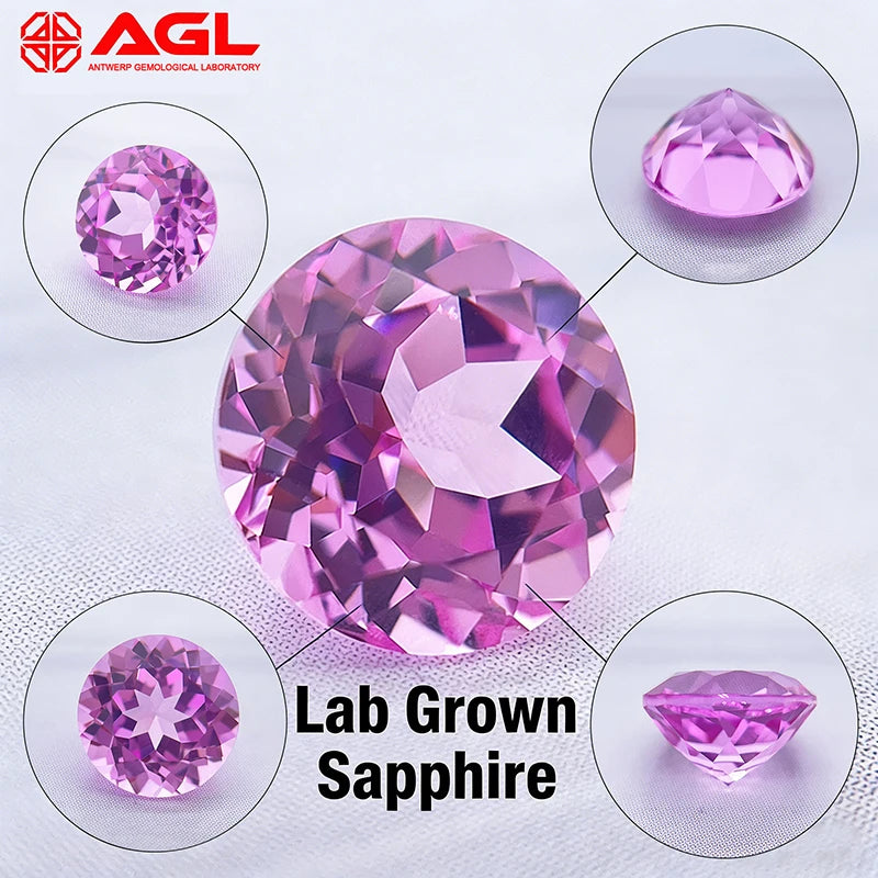 Lab Grown Sapphire Asscher Cut Pink for DIY Charms Jewelry Rings Earring Making Main Materials Selectable AGL Certificate
