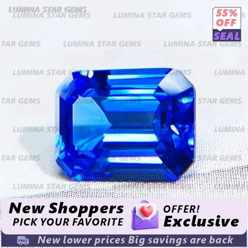TOPLab Grown Cobalt Spinel Blue Gemstone Emerald Cut VVS1 for Lab Grown Sapphire Jewelry Making Materials DIY Wholesale