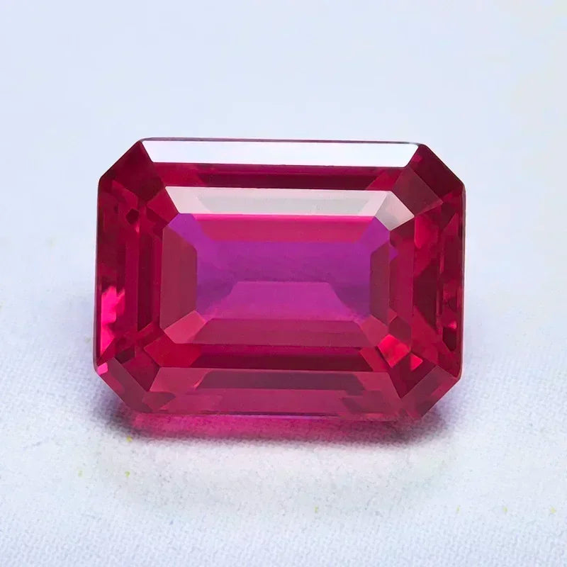 Emerald Cut Lab Grown Ruby Rubellite Color VVS1 Gemstone Charms DIY Advanced Jewelry Making Materials Selectable AGL Certificate