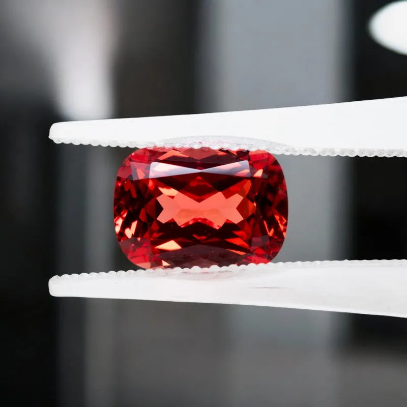 Rectangle Cushion Cut Lab Grown Sapphire Sunset Red Color for DIY Advanced Jewelry Making Materials with Certificate Wholesale