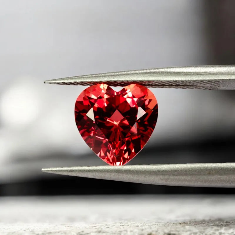 Heart Cut Lab Grown Sapphire Sunset Red Color for Charms DIY Advanced Jewelry Rings Making Materials with Certificate Wholesale