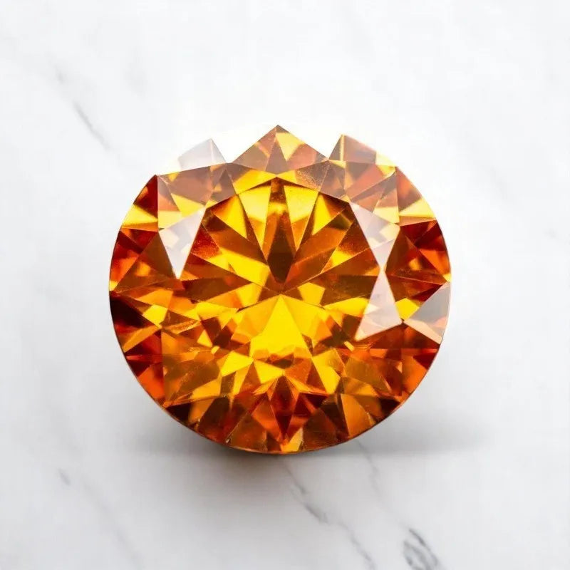 Moissanite Orange Colored Round Cut VVS1 Passed Diamond Tested Gemstone Loose Stone  Jewelry Making Wholesale with GRA
