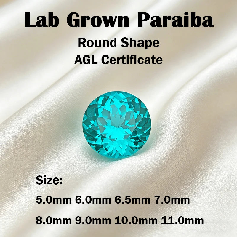 Lab Grown Paraiba Gemstone Round Pear Heart Emerald Cusion Marquise Asscher Princess Square Rectangle Shape  for Jewelry Setting