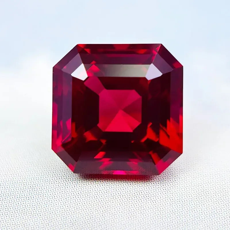 Lab Grown Ruby VVS1 Square Shape Asscher Red Color Gemstone for Diy Jewelry Making Materials with Certificate Wholesale Price