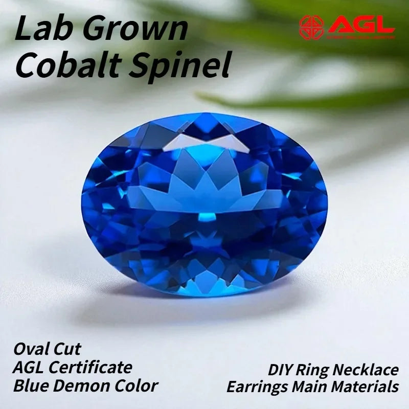 TOPLab Grown Cobalt Spinel Oval Cut Top Quality Gemstones For DIY Jewel Pendant Making Selectable AGL Certificate