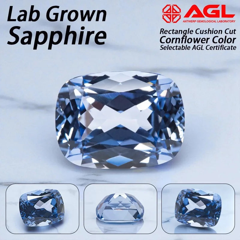 Lab Grown Sapphire Rectangle Cushion Cut Pink Color DIY Jewelry Making Ring Main Materials Selectable AGL Certificate