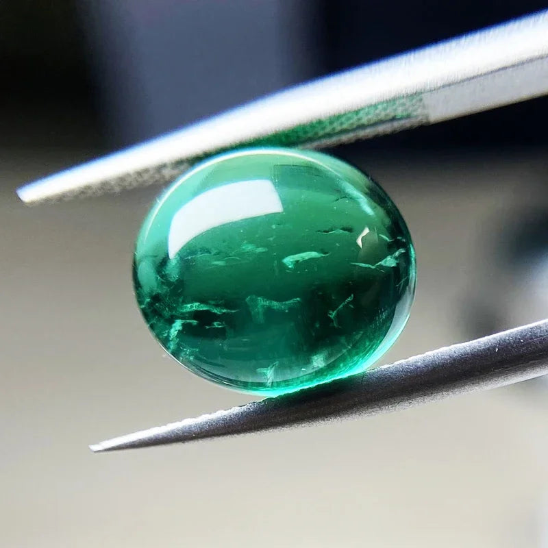 Lab Grown Colombia Emerald Oval Cut Smooth Surface Charm Gemstone DIY Ring Necklace Earrings Main Materials  AGL Certificate