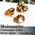 Moissanite VVS1 Artificial Stone Champagne Color Heart Cut with Certificate High Quality