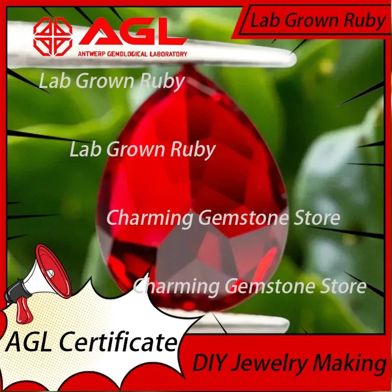 Lab Grown Ruby Pear Cut Red VVS1 for DIY Jewelry Making Rings Earrings Charms Lab Grown Sapphire Blue Gemstone for Jewelry