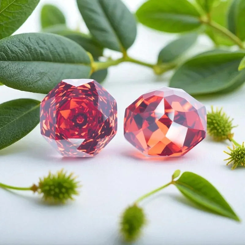 Special Rose Cut Octagon Shape Cubic Zirconia Stones Chinese Red Loose Gemstone For Earrings Pendant Jewelry Diy Making