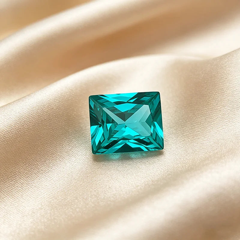 Lab Grown Paraiba Gemstone Long Rectangle Shape Loose Gemstones For Jewelry Setting MultiShapes Available Round Heart Emerald