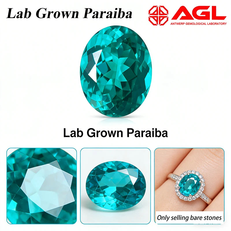 Lab Grown Paraiba Neon Blue Color Oval Cut DIY Advanced Jewelry Making Inlay Ring Necklace Bracelet Selectable AGL Certificate