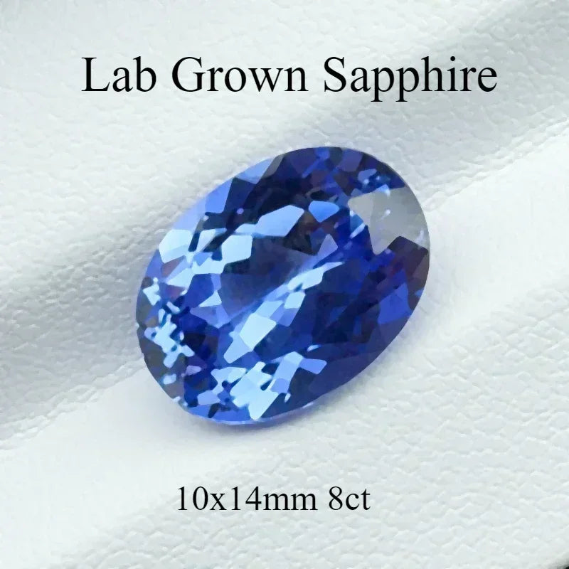 Lab Grown Sapphire cornflower Royal Blue color Oval Cut 10x14mm 8ct  VVS1 Gemstone for Diy Jewelry Making with AGL Certificate