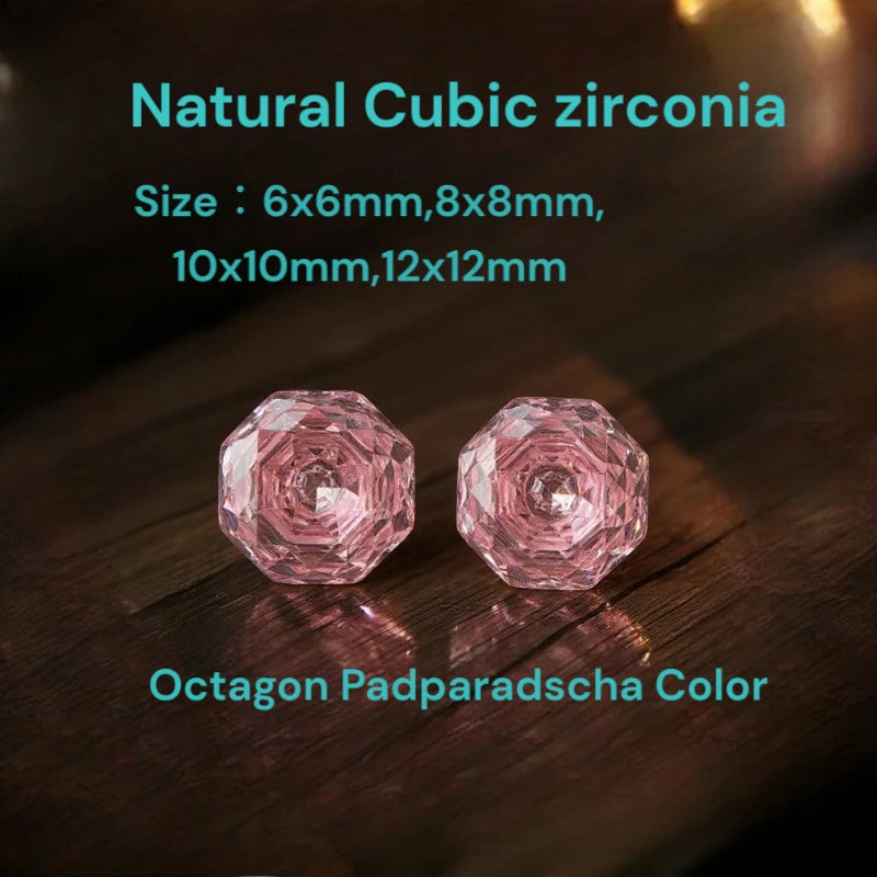 Padparadscha Cubic Zirconia Natural Color Octagon Rose Cut Loose Gemstone Bead for Diy Jewelry Making